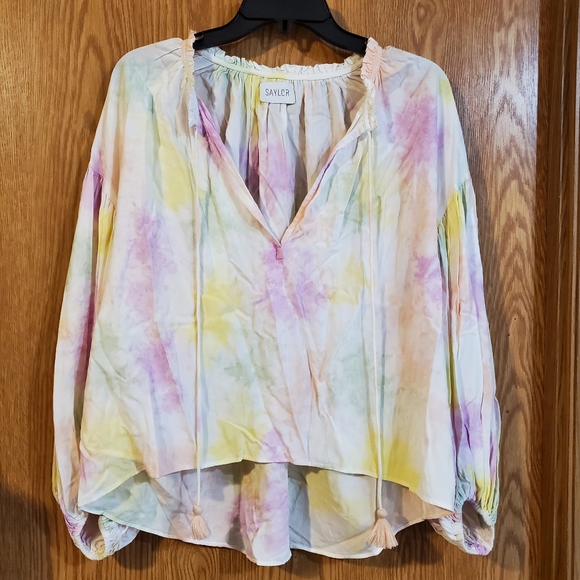 Saylor Mildred multicolored pastel oversized boho top viscose size S/M - Picture 1 of 10